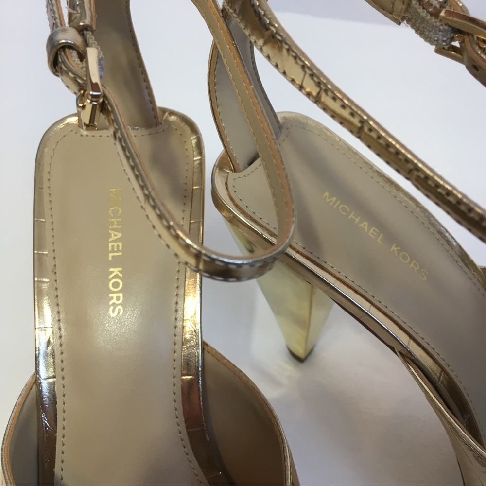 Michael Kors Gold Electra Sandal Heels, Women's 5.5, NWOT - Picture 8 of 16